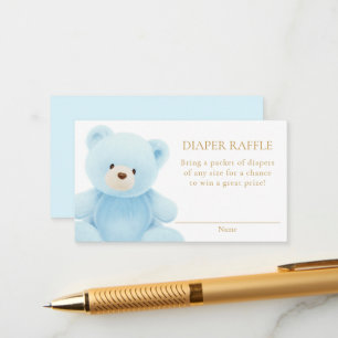 Blue Teddy Bear Diaper Raffle Informatiekaartje