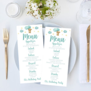 Blue Teddy Bear en Balloons Birthday Party Food Menu