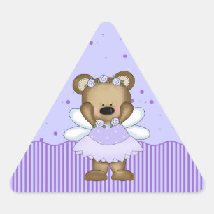 Blue Teddy Bear Fairy Princess Driehoek Stickers
