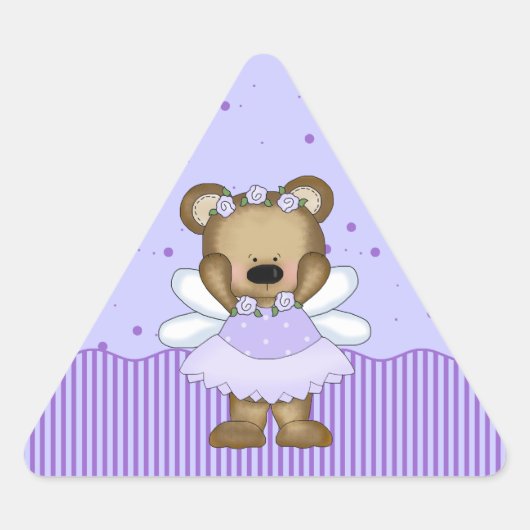 Blue Teddy Bear Fairy Princess Driehoek Stickers (Voorkant)