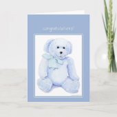 Blue Teddy Bear-felicitaties Kaart (Voorkant)