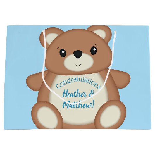 Blue Teddy Bear Groot Cadeauzakje (Voorkant)