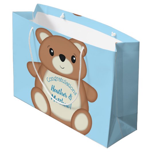 Blue Teddy Bear Groot Cadeauzakje (Achterkant Gekanteld)
