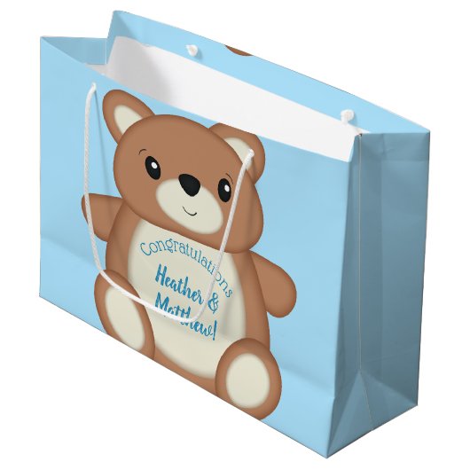 Blue Teddy Bear Groot Cadeauzakje (Voorkant Gekanteld)