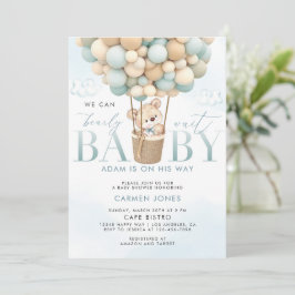 Blue Teddy Bear Hete Luchtballon Baby shower Uitno Kaart