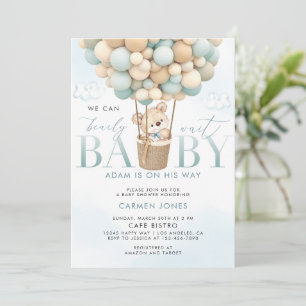 Blue Teddy Bear Hete Luchtballon Baby shower Uitno Kaart