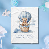 Blue Teddy Bear Hete Luchtballon Geboorte Statisti Fleece Deken