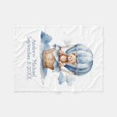 Blue Teddy Bear Hete Luchtballon Geboorte Statisti Fleece Deken (Voorkant (Horizontaal))