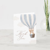 Blue Teddy Bear Hot Air Ballon Baby shower Bedankkaart (Voorkant)
