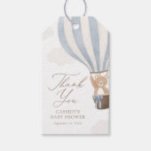 Blue Teddy Bear Hot Air Ballon Baby shower Cadeaulabel (Voorkant)