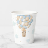 Blue Teddy Bear Hot Air Ballon Baby shower Papieren Bekers (Achterkant)