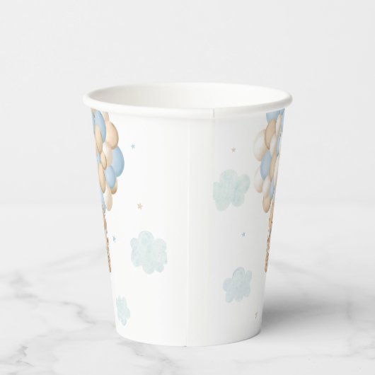 Blue Teddy Bear Hot Air Ballon Baby shower Papieren Bekers (Rechts)