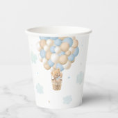Blue Teddy Bear Hot Air Ballon Baby shower Papieren Bekers (Voorkant)