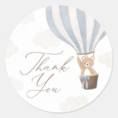 Blue Teddy Bear Hot Air Ballon Baby shower Ronde Sticker (Voorkant)