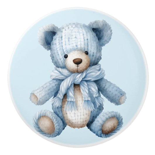 Blue Teddy Bear Keramische Knop (Voorkant)
