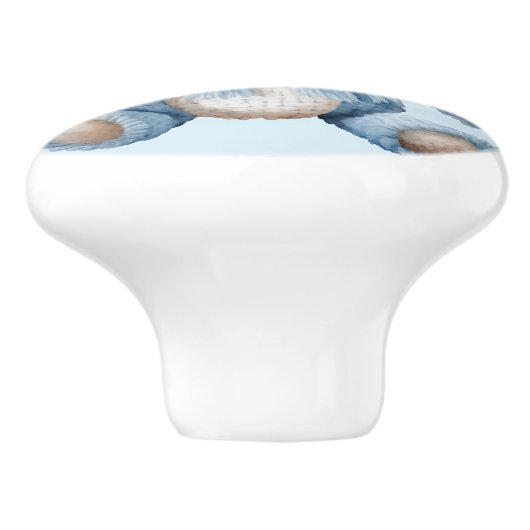 Blue Teddy Bear Keramische Knop (Zijkant)