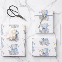 Blue Teddy Bear leest een boek Baby shower