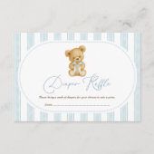  Blue Teddy Bear Luier Raffle Baby Boy Informatiekaartje (Voorkant)