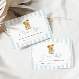  Blue Teddy Bear Luier Raffle Baby Boy Informatiekaartje