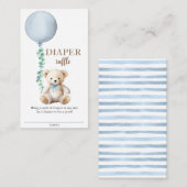 Blue Teddy Bear Luier Raffle Baby shower Insert Informatiekaartje (Voorkant / Achterkant)