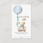 Blue Teddy Bear Luier Raffle Baby shower Insert Informatiekaartje (Voorkant)