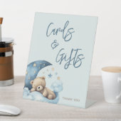 Blue Teddy Bear Moon Baby shower Kaarten Cadeaus Reclamebord Met Voetstuk (Insitu)