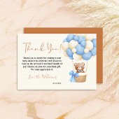 Blue Teddy Bear Oh Boy Balloon Baby shower Bedankkaart