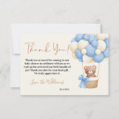 Blue Teddy Bear Oh Boy Balloon Baby shower Bedankkaart (Voorkant)