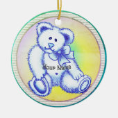 Blue Teddy Bear-ornament Keramisch Ornament (Voorkant)