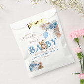 Blue Teddy Bear Pampas & Florals Baby Shower  Bedankzakje (Gezegeld)