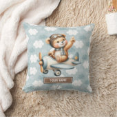 Blue Teddy Bear Pilot Baby Pillow Pasgeboren Gift Kussen (Deken)