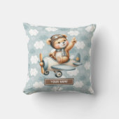 Blue Teddy Bear Pilot Baby Pillow Pasgeboren Gift Kussen (Voorkant)