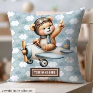 Blue Teddy Bear Pilot Baby Pillow Pasgeboren Gift Kussen