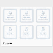 Blue Teddy Bear Preppy Elegant Baby shower Vierkante Sticker (Vel)