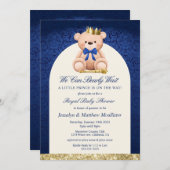 Blue Teddy Bear Prince Baby shower Kaart (Voorkant / Achterkant)