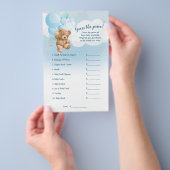 Blue Teddy Bear raden de prijs Baby shower spel Flyer (Hand)