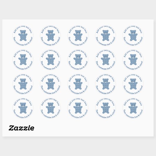 Blue Teddy Bear Ronde Sticker (Vel)
