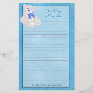 Blue Teddy Bear Stationery Briefpapier