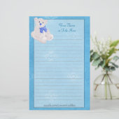 Blue Teddy Bear Stationery Briefpapier (Staand voorkant)