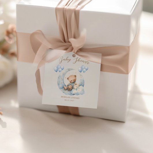 Blue Teddy Bear Sterren Baby shower Bedankjes Labels