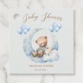 Blue Teddy Bear Sterren Baby shower Bedankjes Labels (Voorkant)