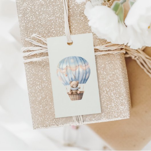 Blue Teddy Bear Sterren Baby shower Cadeaulabel