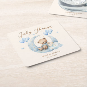 Blue Teddy Bear Sterren Baby shower Kartonnen Onderzetters