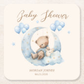 Blue Teddy Bear Sterren Baby shower Kartonnen Onderzetters (Voorkant)