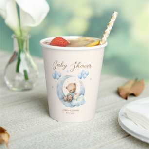 Blue Teddy Bear Sterren Baby shower Papieren Bekers
