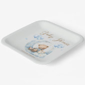 Blue Teddy Bear Sterren Baby shower Papieren Bordje (Gebogen)