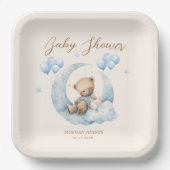 Blue Teddy Bear Sterren Baby shower Papieren Bordje (Voorkant)