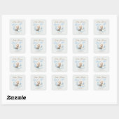 Blue Teddy Bear Sterren Baby shower Vierkante Sticker (Vel)