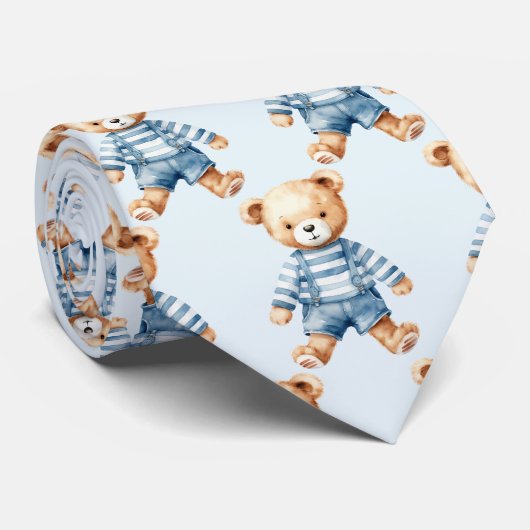 Blue Teddy Bear Stropdas (Opgerold)