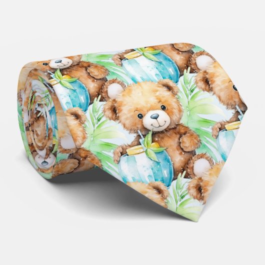 Blue Teddy Bear-Stropdas Stropdas (Opgerold)